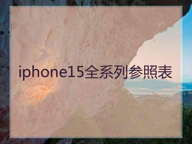 iphone15全系列参照表