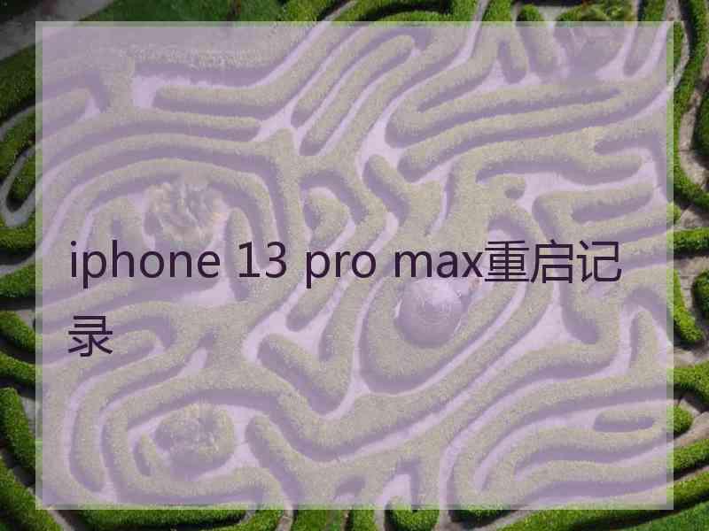 iphone 13 pro max重启记录