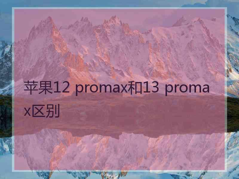 苹果12 promax和13 promax区别