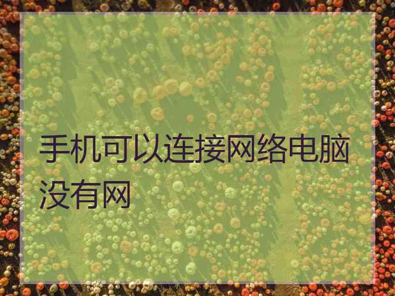 手机可以连接网络电脑没有网