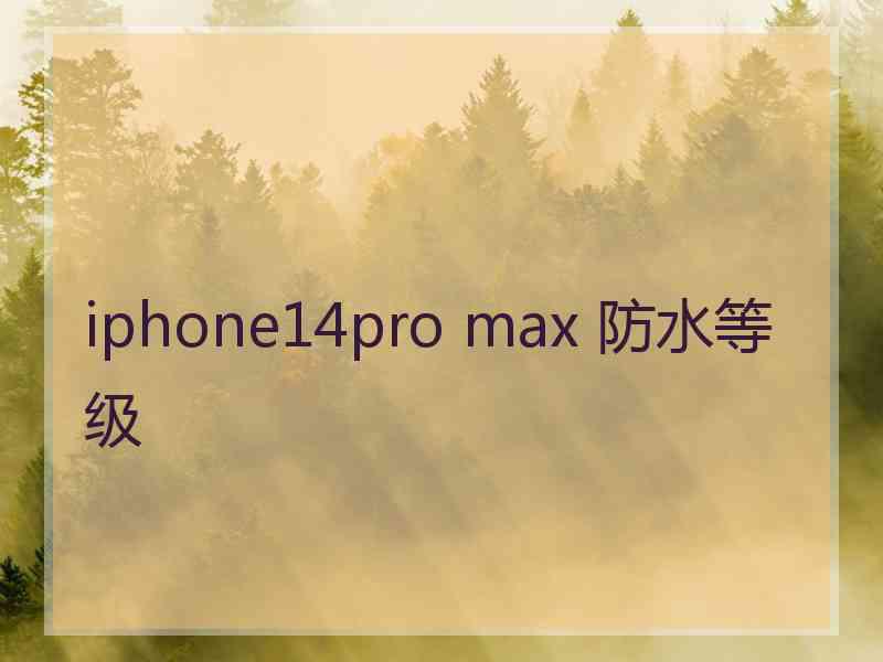 iphone14pro max 防水等级