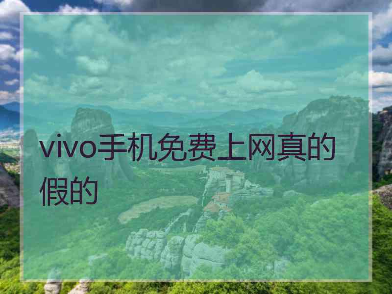 vivo手机免费上网真的假的