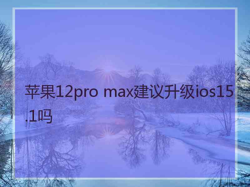 苹果12pro max建议升级ios15.1吗