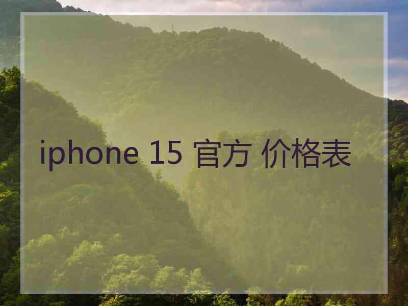 iphone 15 官方 价格表