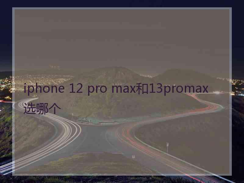 iphone 12 pro max和13promax选哪个