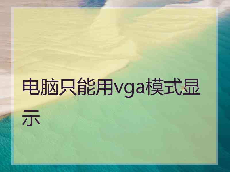 电脑只能用vga模式显示