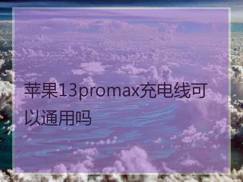 苹果13promax充电线可以通用吗