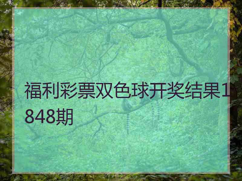 福利彩票双色球开奖结果1848期