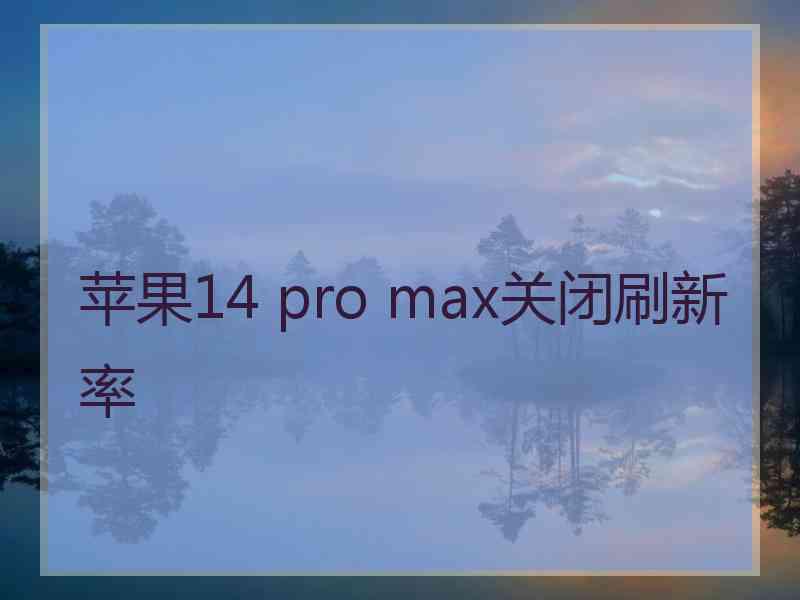 苹果14 pro max关闭刷新率