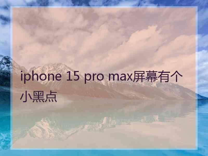 iphone 15 pro max屏幕有个小黑点