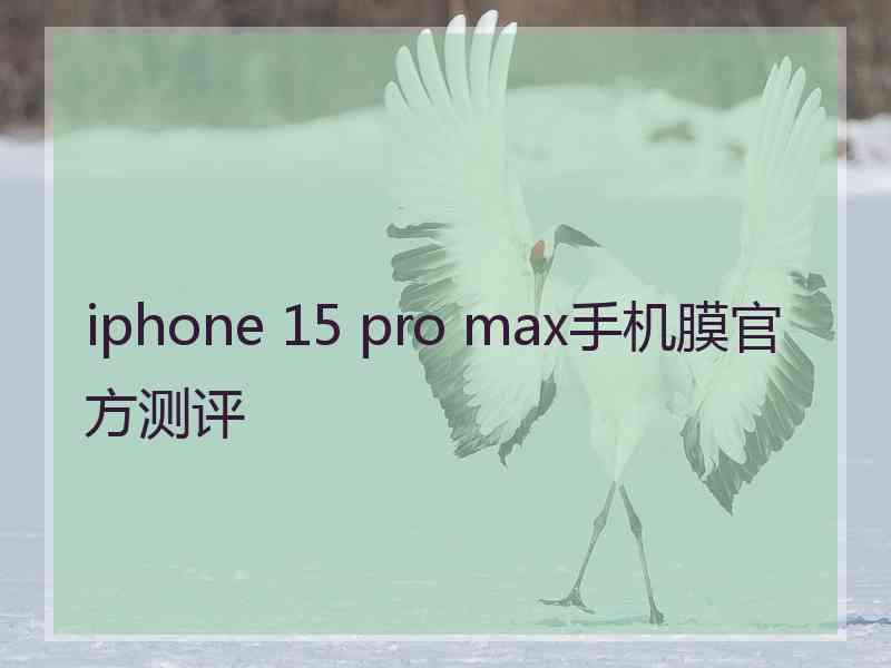 iphone 15 pro max手机膜官方测评