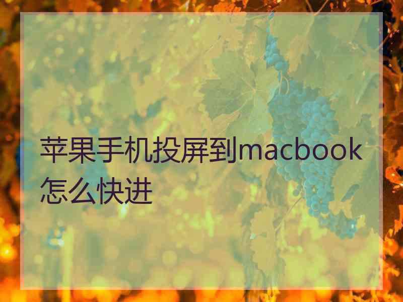 苹果手机投屏到macbook怎么快进