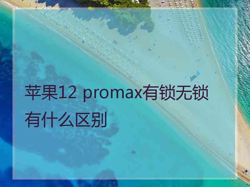 苹果12 promax有锁无锁有什么区别