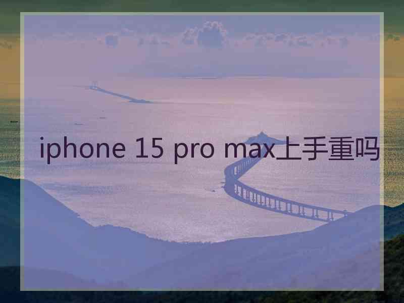 iphone 15 pro max上手重吗