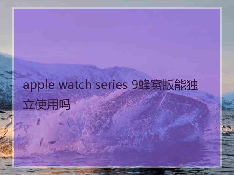 apple watch series 9蜂窝版能独立使用吗