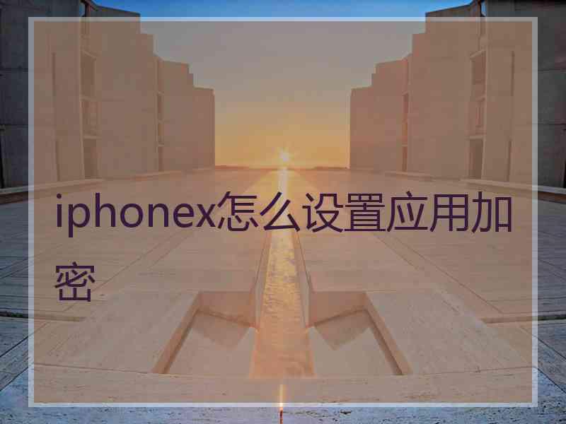 iphonex怎么设置应用加密