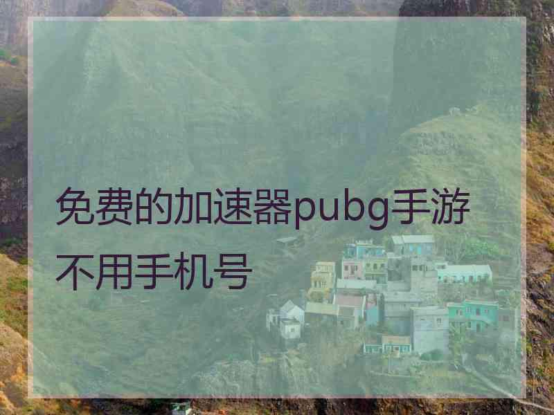 免费的加速器pubg手游不用手机号