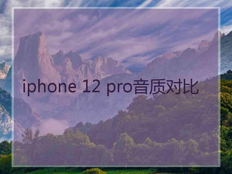 iphone 12 pro音质对比