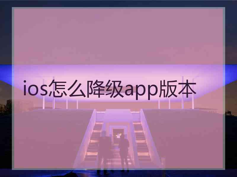 ios怎么降级app版本