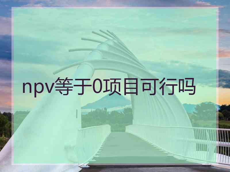 npv等于0项目可行吗