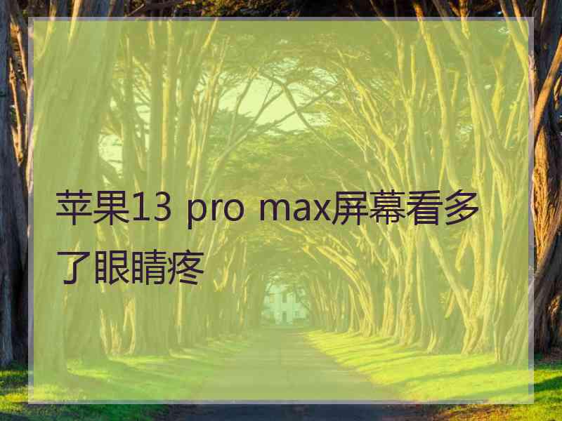 苹果13 pro max屏幕看多了眼睛疼