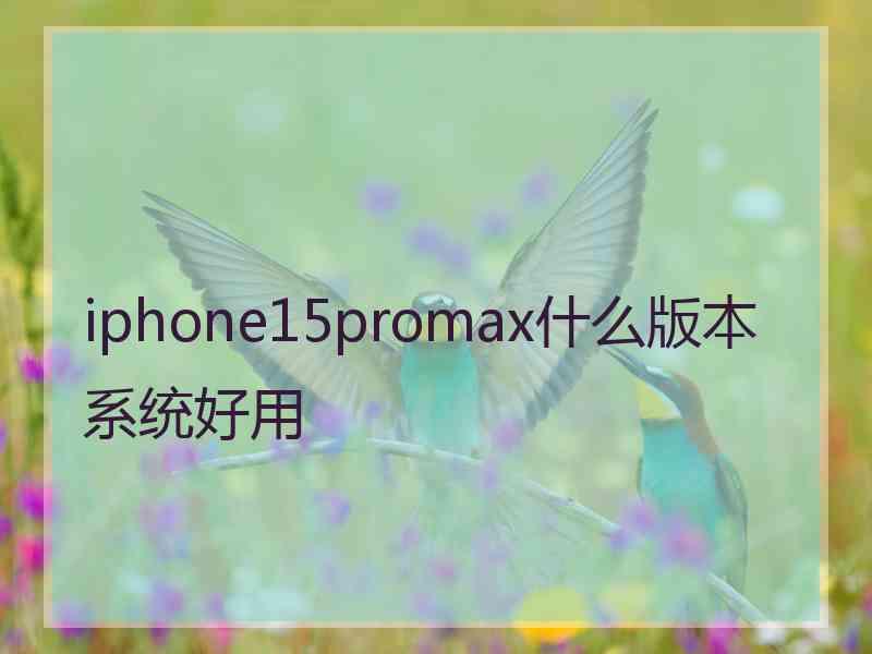 iphone15promax什么版本系统好用