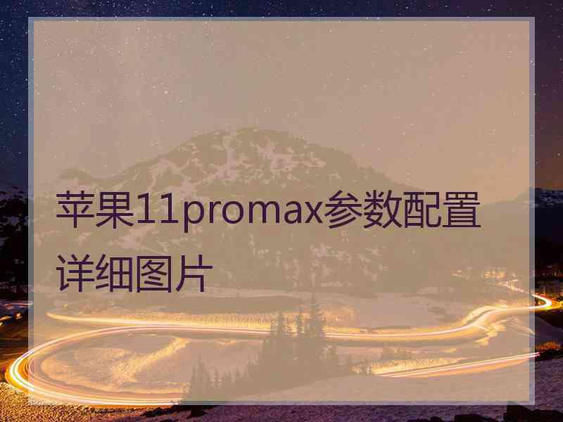 苹果11promax参数配置详细图片