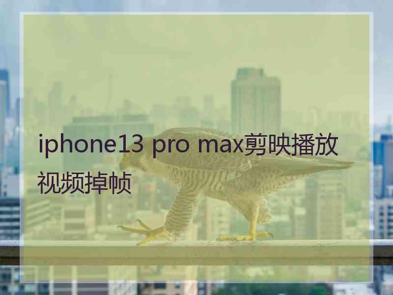 iphone13 pro max剪映播放视频掉帧