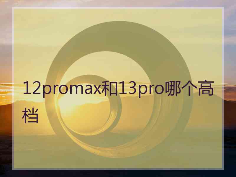 12promax和13pro哪个高档