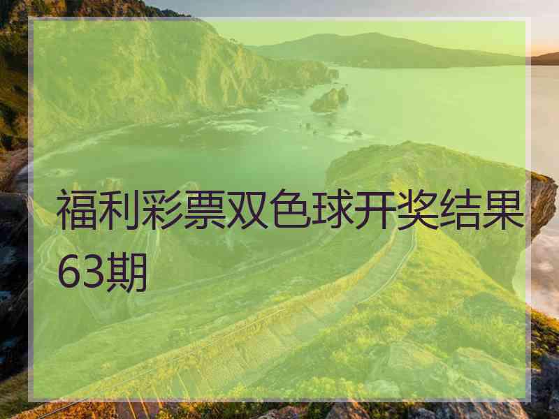 福利彩票双色球开奖结果63期