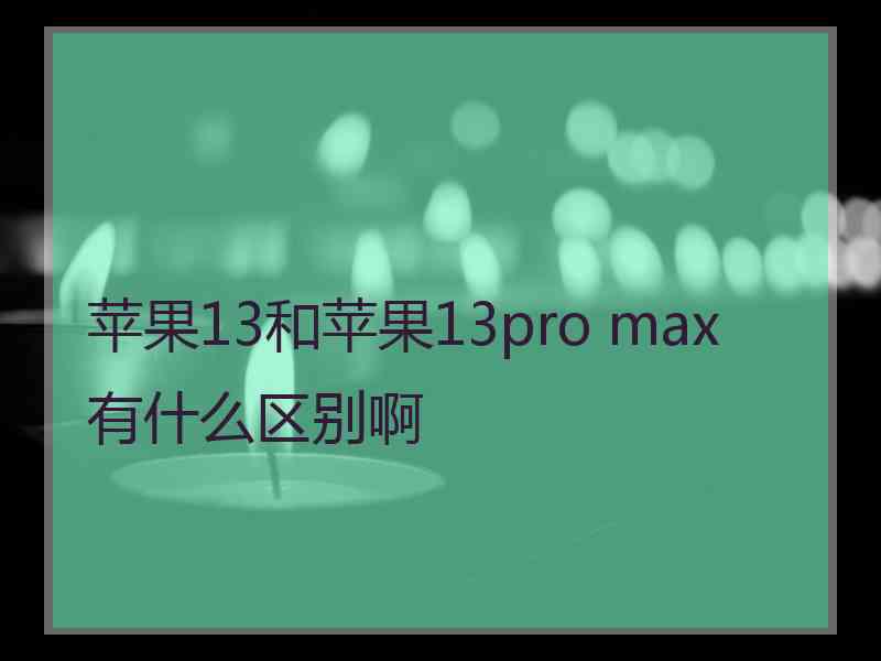 苹果13和苹果13pro max有什么区别啊