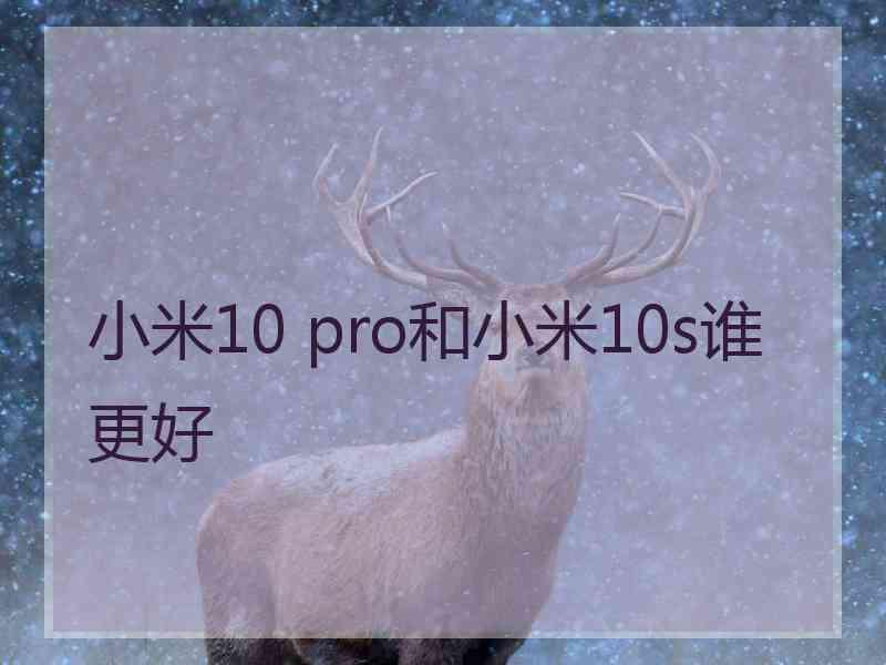 小米10 pro和小米10s谁更好