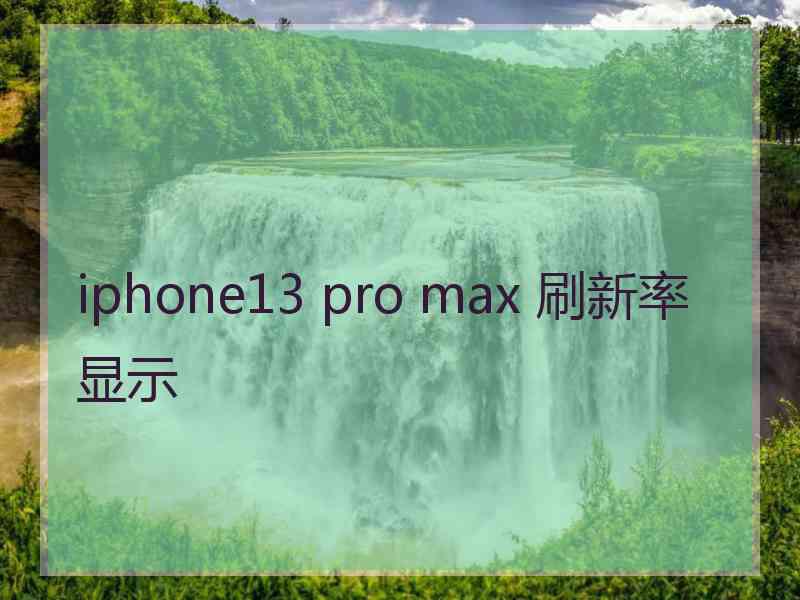 iphone13 pro max 刷新率显示