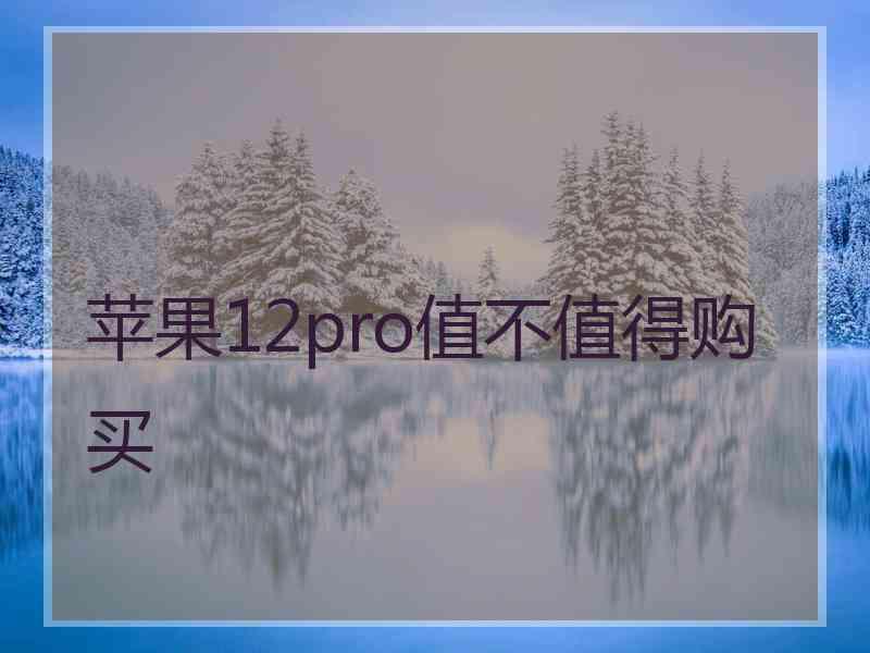 苹果12pro值不值得购买