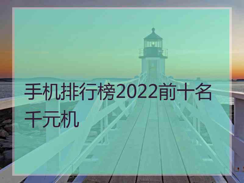 手机排行榜2022前十名千元机