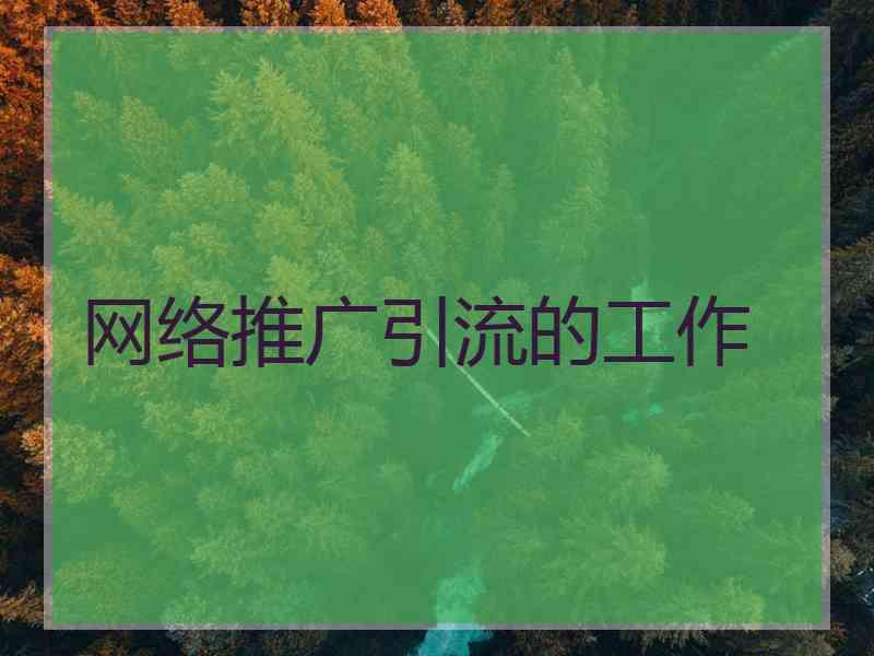 网络推广引流的工作