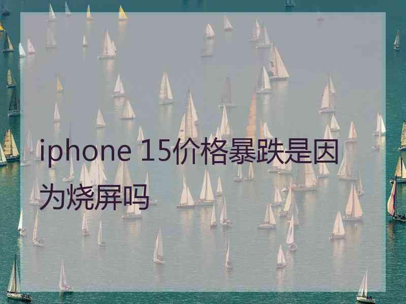 iphone 15价格暴跌是因为烧屏吗