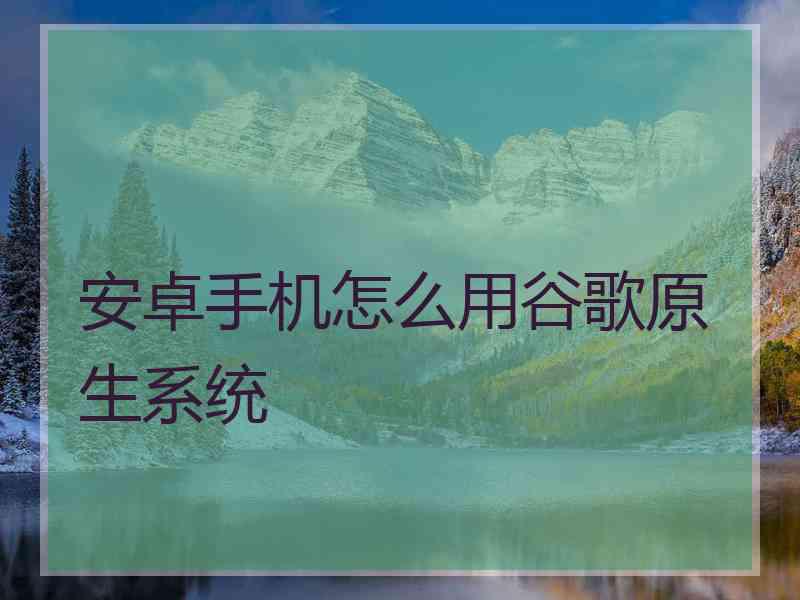 安卓手机怎么用谷歌原生系统