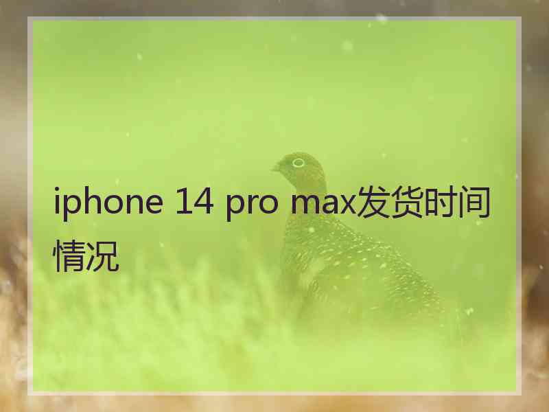 iphone 14 pro max发货时间情况