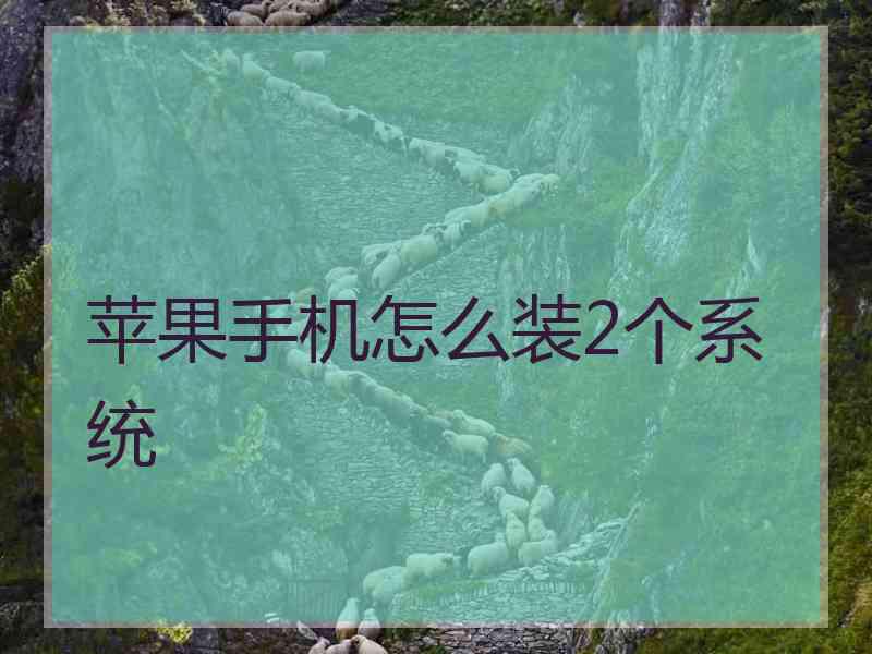 苹果手机怎么装2个系统