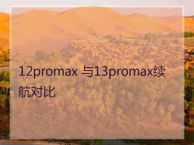 12promax 与13promax续航对比