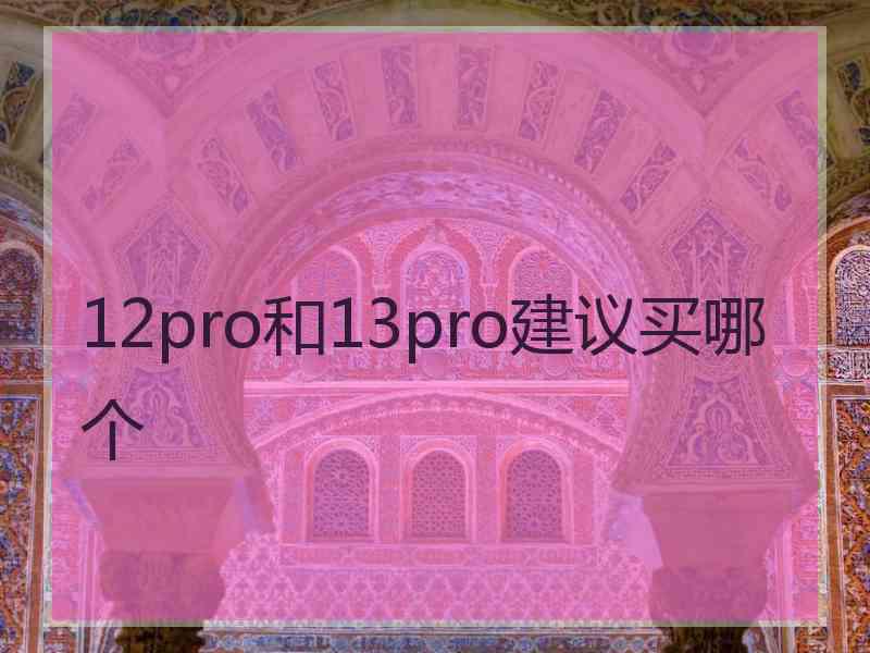 12pro和13pro建议买哪个