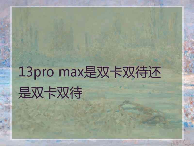 13pro max是双卡双待还是双卡双待