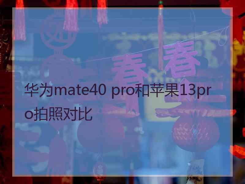 华为mate40 pro和苹果13pro拍照对比