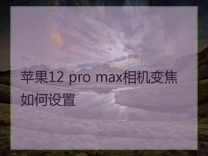 苹果12 pro max相机变焦如何设置