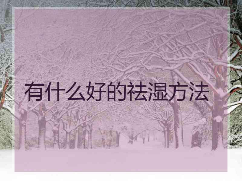 有什么好的祛湿方法