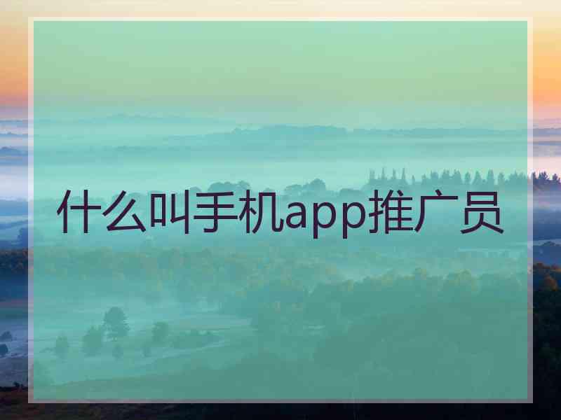 什么叫手机app推广员