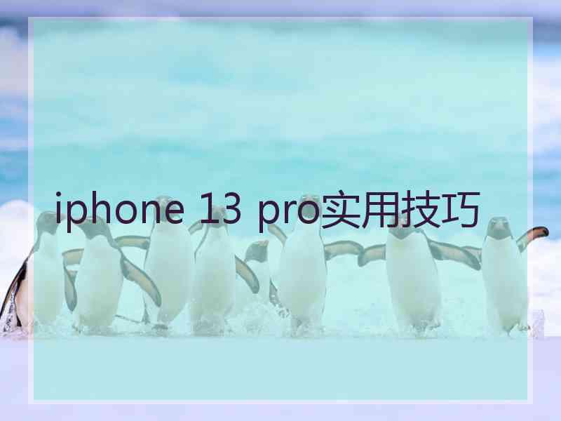 iphone 13 pro实用技巧