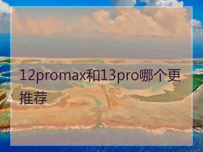 12promax和13pro哪个更推荐