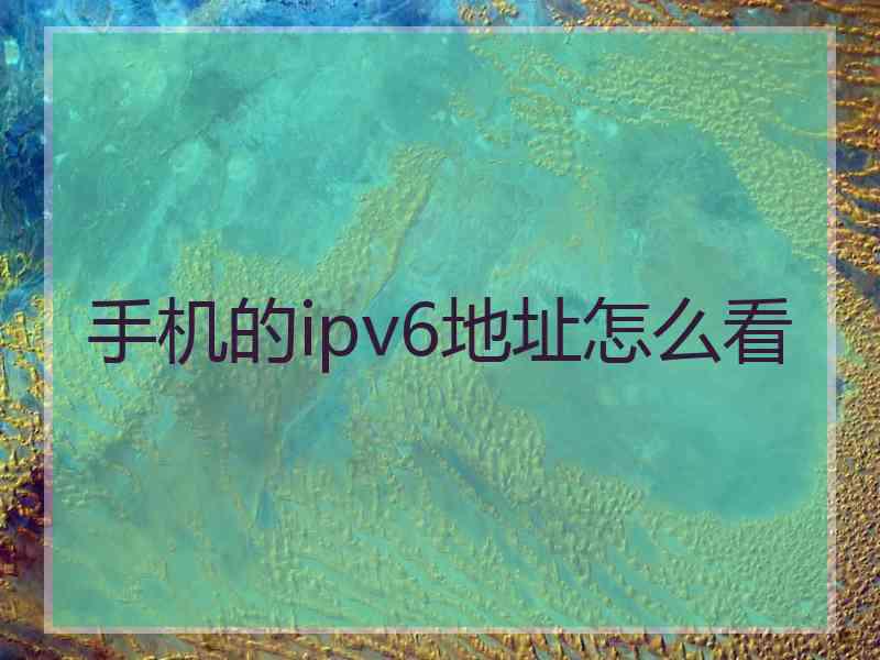 手机的ipv6地址怎么看